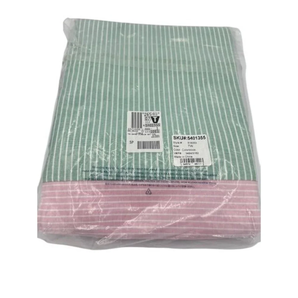 RARE NWT Lands End Twin-Size Multicolor Striped Duvet Cover & 2 Shams